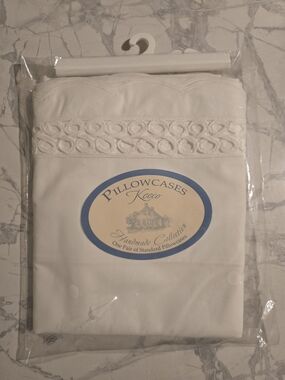 Keeco Pillowcases - White Pair with Decorative Trim